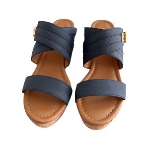 Tommy Hilfiger Navy strap wedge sandals